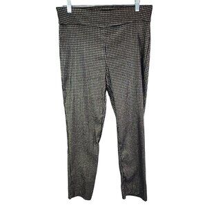 Womens Rachel Zoe Black & Metallic Gold Houndstooth Pants Career Straight 14